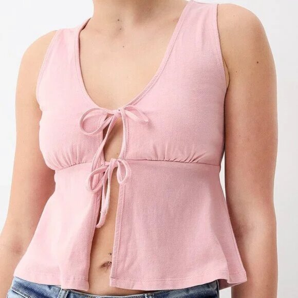 Two bows babydoll cami dusty pink 100% cotton size L - Picture 1 of 2